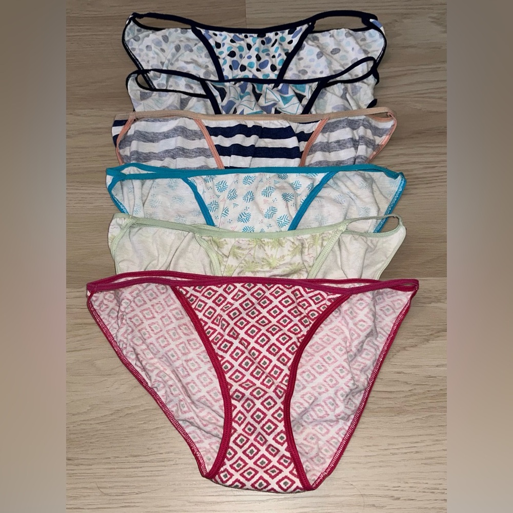Lot Of 6 90’s Vintage Joe boxer Prints Cotton Low Rise String Bikini Panties